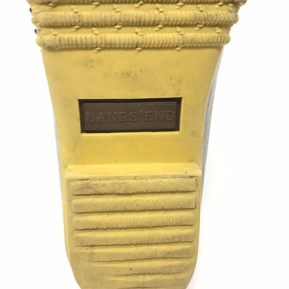 Lands End Brown Leather Rubber Rain Boots 10 - Picture 6 of 8